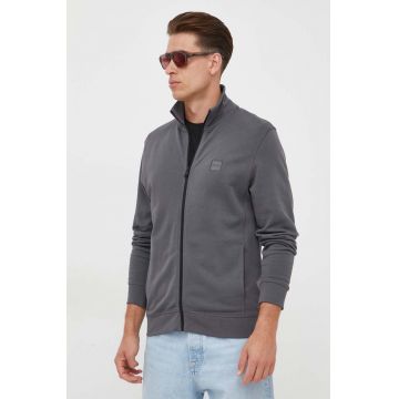 BOSS hanorac de bumbac BOSS CASUAL barbati, culoarea gri, neted