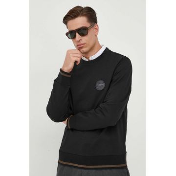 BOSS hanorac din amestec de lana culoarea negru, neted