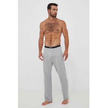 BOSS pantaloni de pijama barbati, culoarea gri, neted