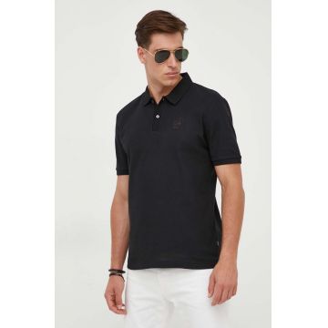 BOSS polo de bumbac culoarea negru, neted