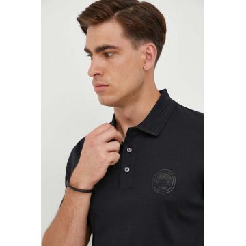 BOSS polo de bumbac culoarea negru, neted