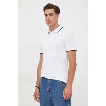 BOSS tricou polo BOSS CASUAL barbati, culoarea alb, neted