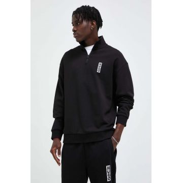 HUGO hanorac de bumbac barbati, culoarea negru, cu imprimeu