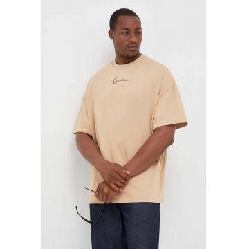 Karl Kani tricou din bumbac culoarea bej, neted