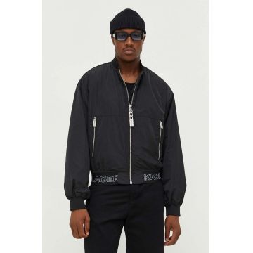 Karl Lagerfeld Jeans geaca bomber barbati, culoarea negru, de tranzitie, oversize