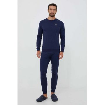 United Colors of Benetton pijamale de bumbac culoarea albastru marin, modelator