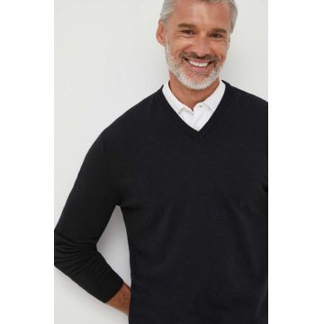 United Colors of Benetton pulover de lana barbati, culoarea negru, light