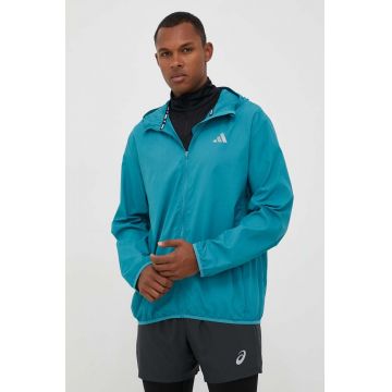 adidas Performance windbreaker Run It culoarea turcoaz, de tranzitie, oversize