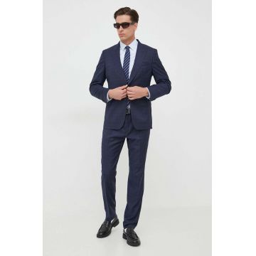 BOSS costum de lana culoarea albastru marin, modelator