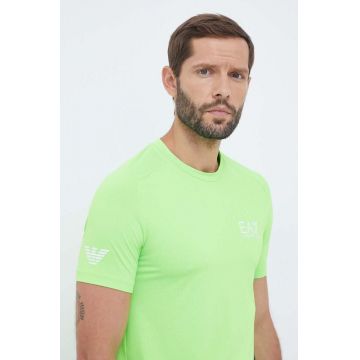 EA7 Emporio Armani tricou barbati, culoarea verde, cu imprimeu