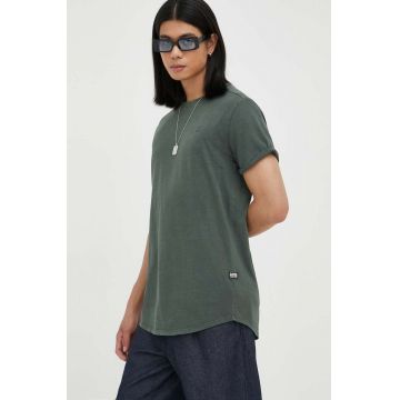 G-Star Raw tricou din bumbac culoarea verde, neted