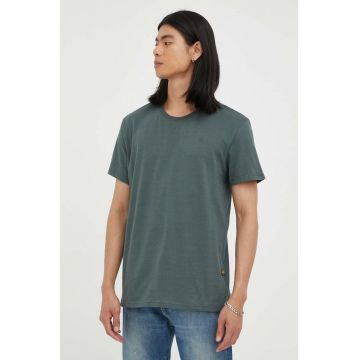 G-Star Raw tricou din bumbac culoarea verde, neted