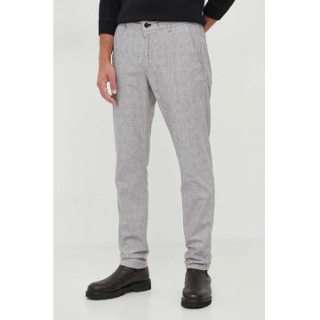 Joop! pantaloni din amestec de in culoarea gri, cu fason chinos