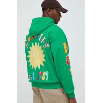 Karl Kani bluza barbati, culoarea verde, cu glugă, modelator
