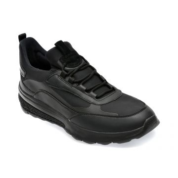 Pantofi GEOX negri, U36BAA, din material textil si piele naturala