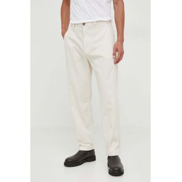 Pepe Jeans pantaloni NILS barbati, culoarea bej, cu fason chinos