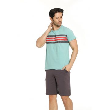 Pijama scurta cu decolteu la baza gatului