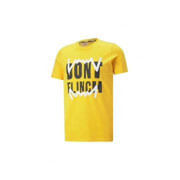 Tricou cu decolteu la baza gatului si imprimeu text Timeout