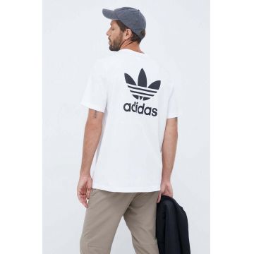 adidas Originals tricou din bumbac Classics Back+Front Trefoil culoarea alb, cu imprimeu IM4513