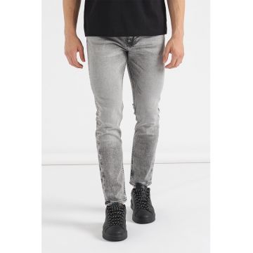 Blugi slim fit cu aspect decolorat Delano