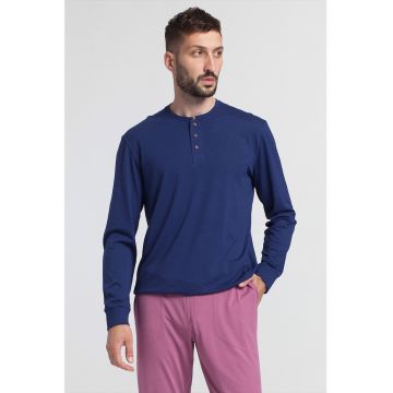 Bluza cu decolteu henley din amestec de bambus