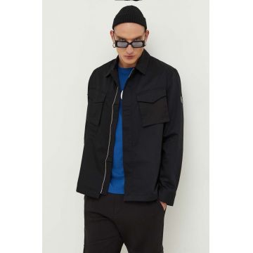 HUGO jacheta de bumbac culoarea negru, de tranzitie, oversize