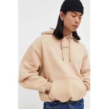 Karl Kani bluza barbati, culoarea bej, cu glugă, cu imprimeu