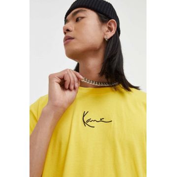 Karl Kani tricou din bumbac culoarea galben, cu imprimeu