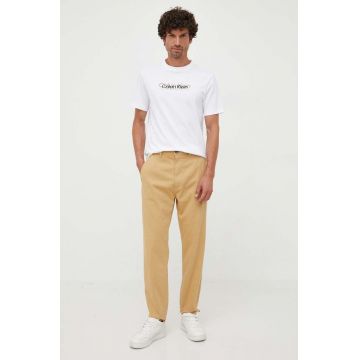 Pepe Jeans pantaloni barbati, culoarea bej, drept