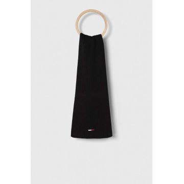 Tommy Jeans fular barbati, culoarea negru, neted