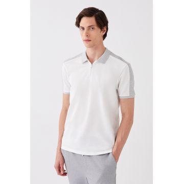 Tricou polo cu fenta cu fermoar