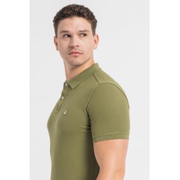 Tricou polo regular fit cu aspect pique