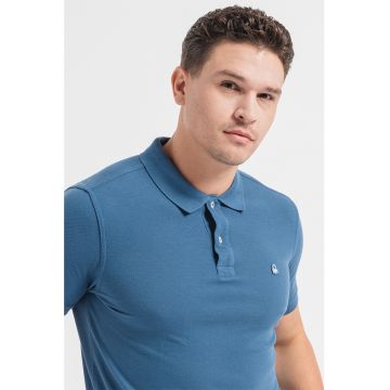 Tricou polo regular fit cu aspect pique