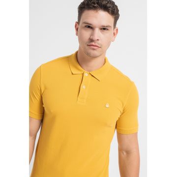 Tricou polo regular fit cu aspect pique