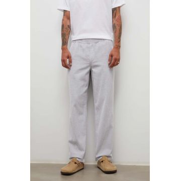 American Vintage pantaloni de catifea cord culoarea gri, drept