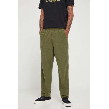 American Vintage pantaloni de catifea cord culoarea verde, drept