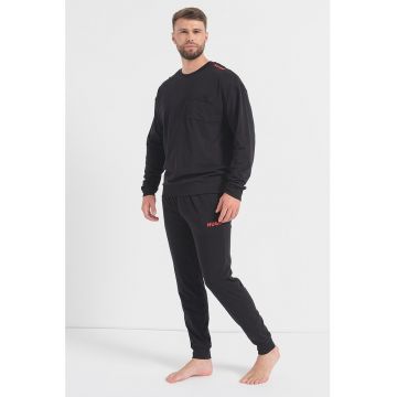 Bluza sport de casa cu buzunar aplicat pe piept