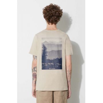 Columbia tricou din bumbac Rapid Ridge Back Graphic culoarea bej, cu imprimeu 1934824-464