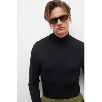Drykorn pulover de lana barbati, culoarea negru, light, cu turtleneck
