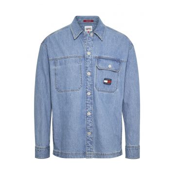 Jacheta-camasa din denim cu buzunar pe piept Essential