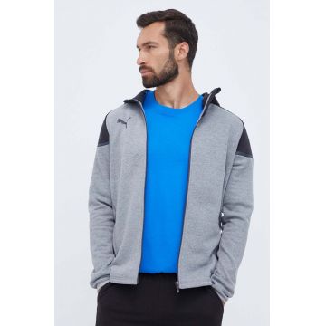 Puma bluză bărbați, culoarea gri, cu glugă, melanj 657987