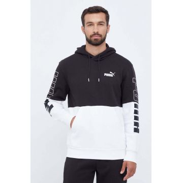 Puma bluza barbati, culoarea negru, cu glugă, modelator