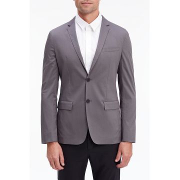 Sacou slim fit cu model uni si revere decupate