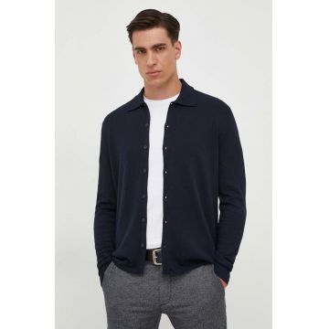 United Colors of Benetton cardigan din amestec de lana culoarea albastru marin