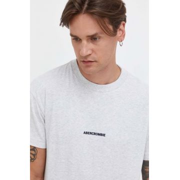 Abercrombie & Fitch tricou din bumbac culoarea gri, cu imprimeu