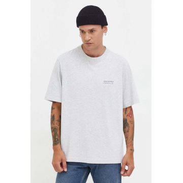 Abercrombie & Fitch tricou din bumbac culoarea gri, cu imprimeu