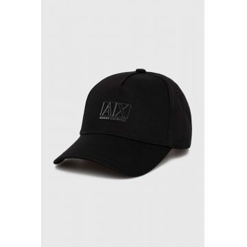 Armani Exchange șapcă de baseball din bumbac culoarea negru, cu imprimeu