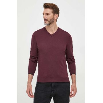 Armani Exchange pulover din amestec de casmir culoarea bordo, light