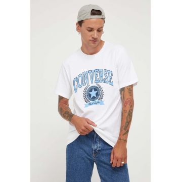 Converse tricou din bumbac culoarea alb, cu imprimeu