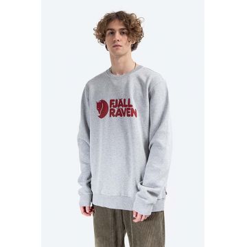 Fjallraven hanorac de bumbac Logo Sweater bărbați, culoarea gri, cu imprimeu F84142